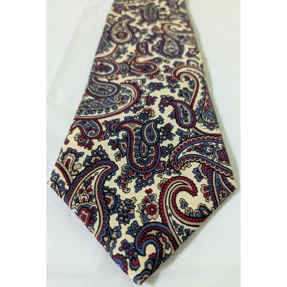 Vintage English Leather Cravats Men's Silk Classic Vibrant Paisley Tie 55 x 3.25